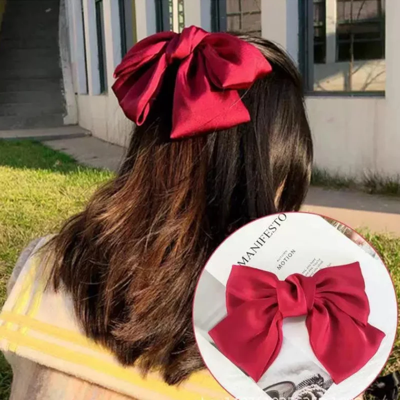 

Helisopus Korean Big Bow Hairpin Cute Red Barrette for Girl Women Hair Accessories Fashion Mori Department Super Fairy Headdress