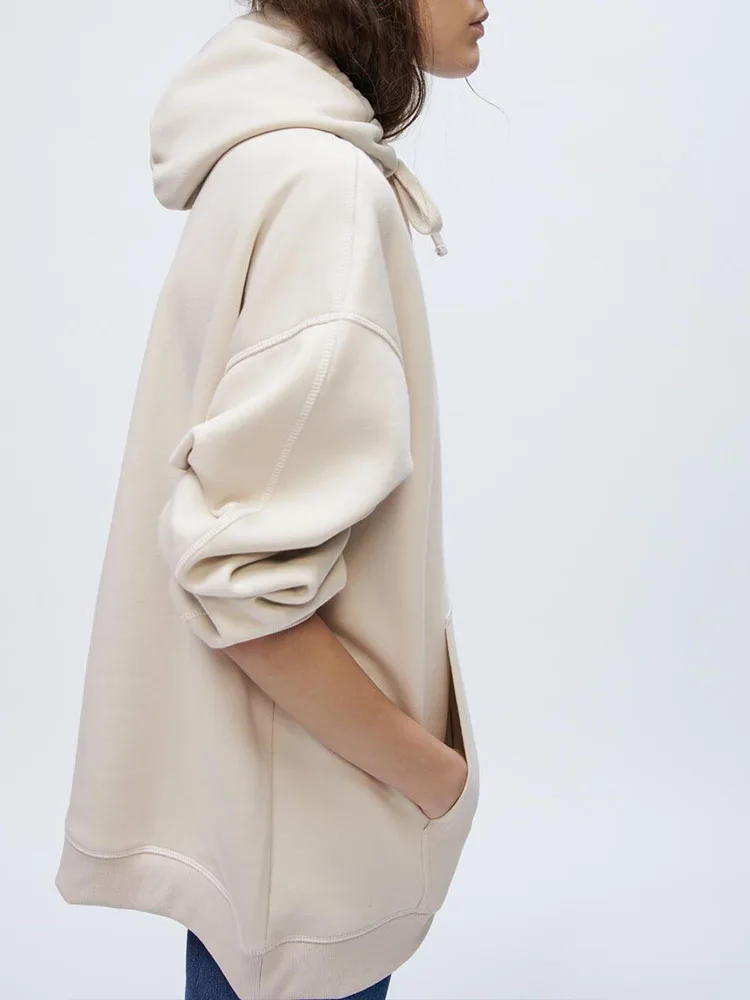 Женский свободный пуловер ZA Повседневный с длинными рукавами и карманами свитер