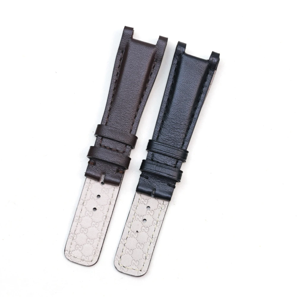 SAUPPO Plain Grain Calfskin Leather Watch Band Women Men Accessories suitabl for Gucci Interlocking 1332 1333 1335 | Наручные часы