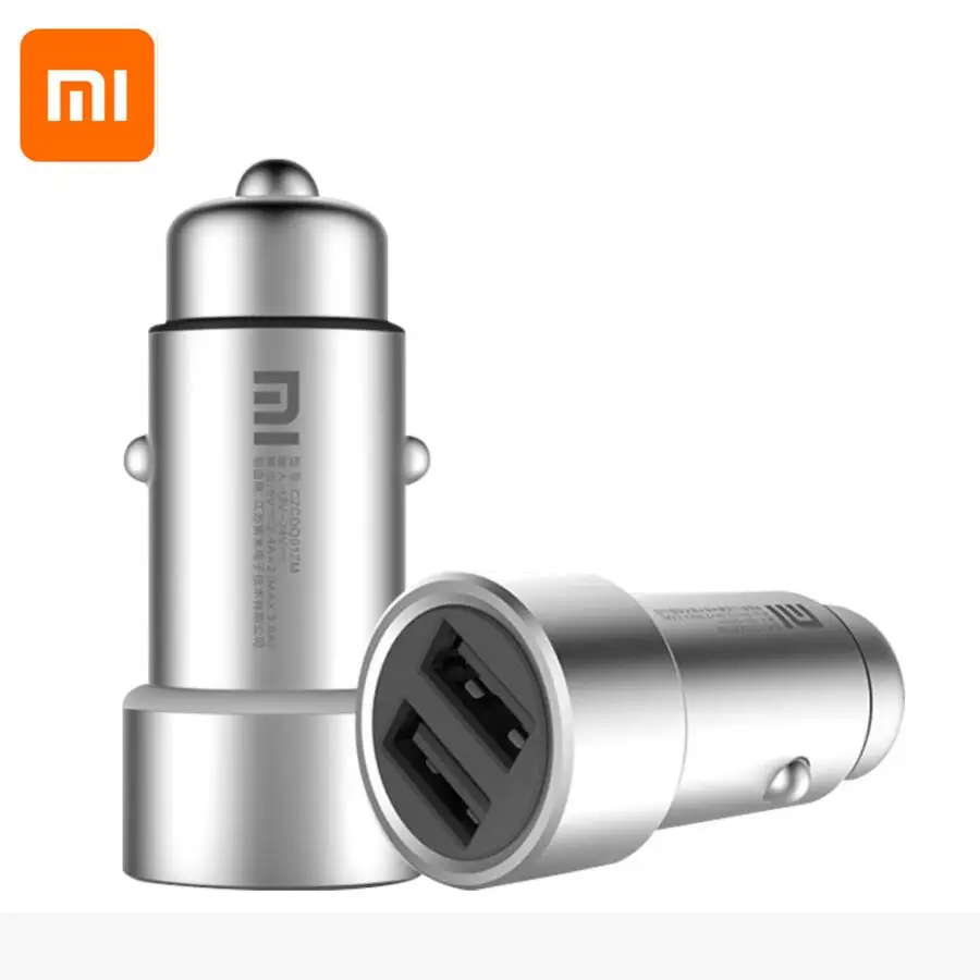 

Original Xiaomi Mi Car Charger QC3.0 with 2 Dual USB Quick charge Max 5V/3A 9V/2A 15V/1.5A Metal Style car gift