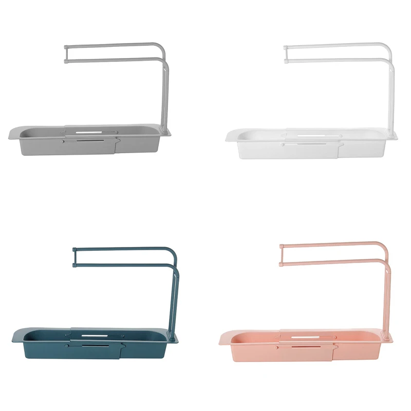 

Telescopic Sink Shelf Soap Sponge Drain Rack Storage Basket Bag Faucet Holder Adjustable Bathroom Holder Sink Kitchen Accessorie