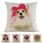 Милая маленькая собачка щенок Лук Девочка мужская Бигль корги Мопс бульдог Пудель Подушка Чехол для дома зоомагазин диван автомобиль Декоративная Подушка Чехол