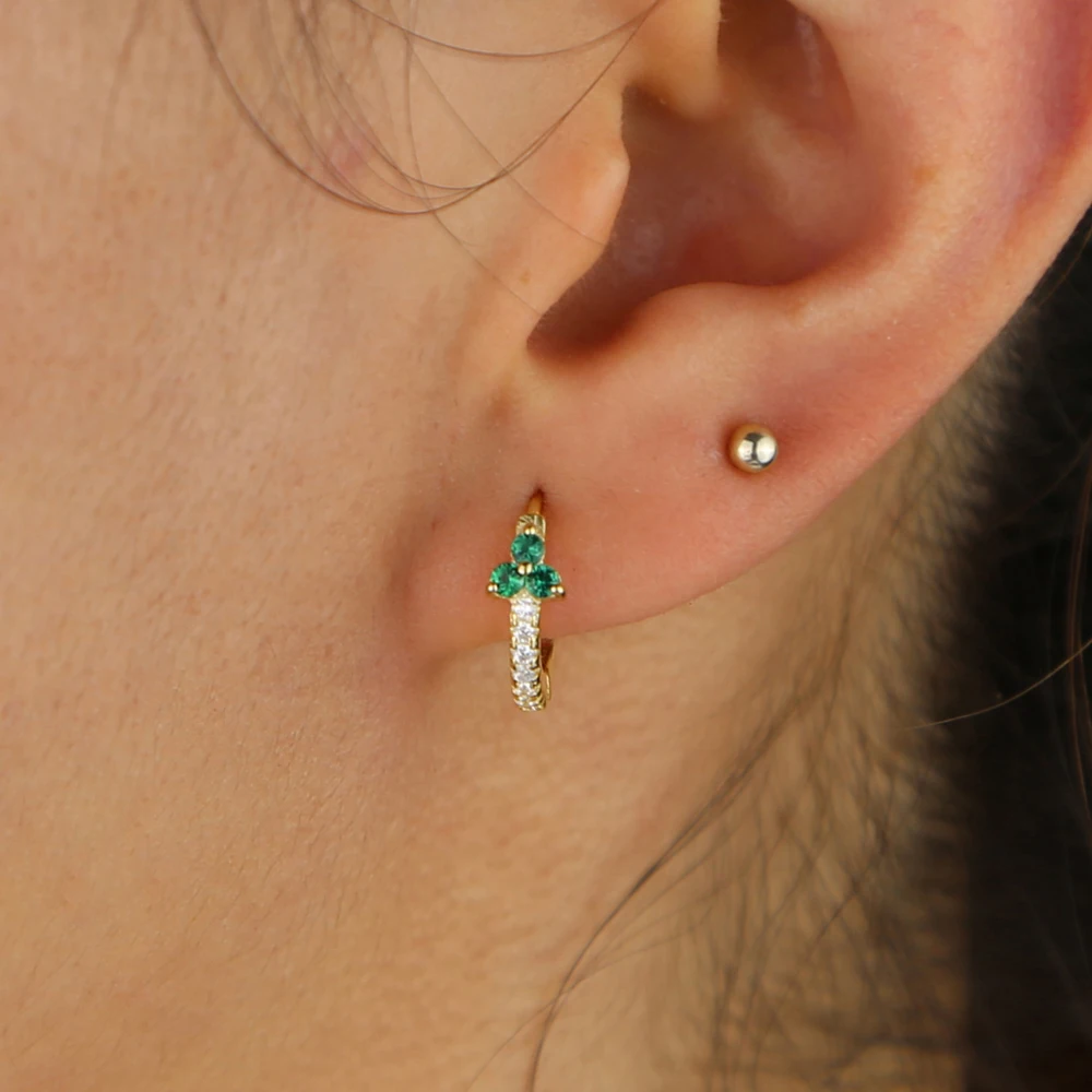 Женские серьги кольца из серебра 925 пробы с разноцветными фианитами|cz earrings