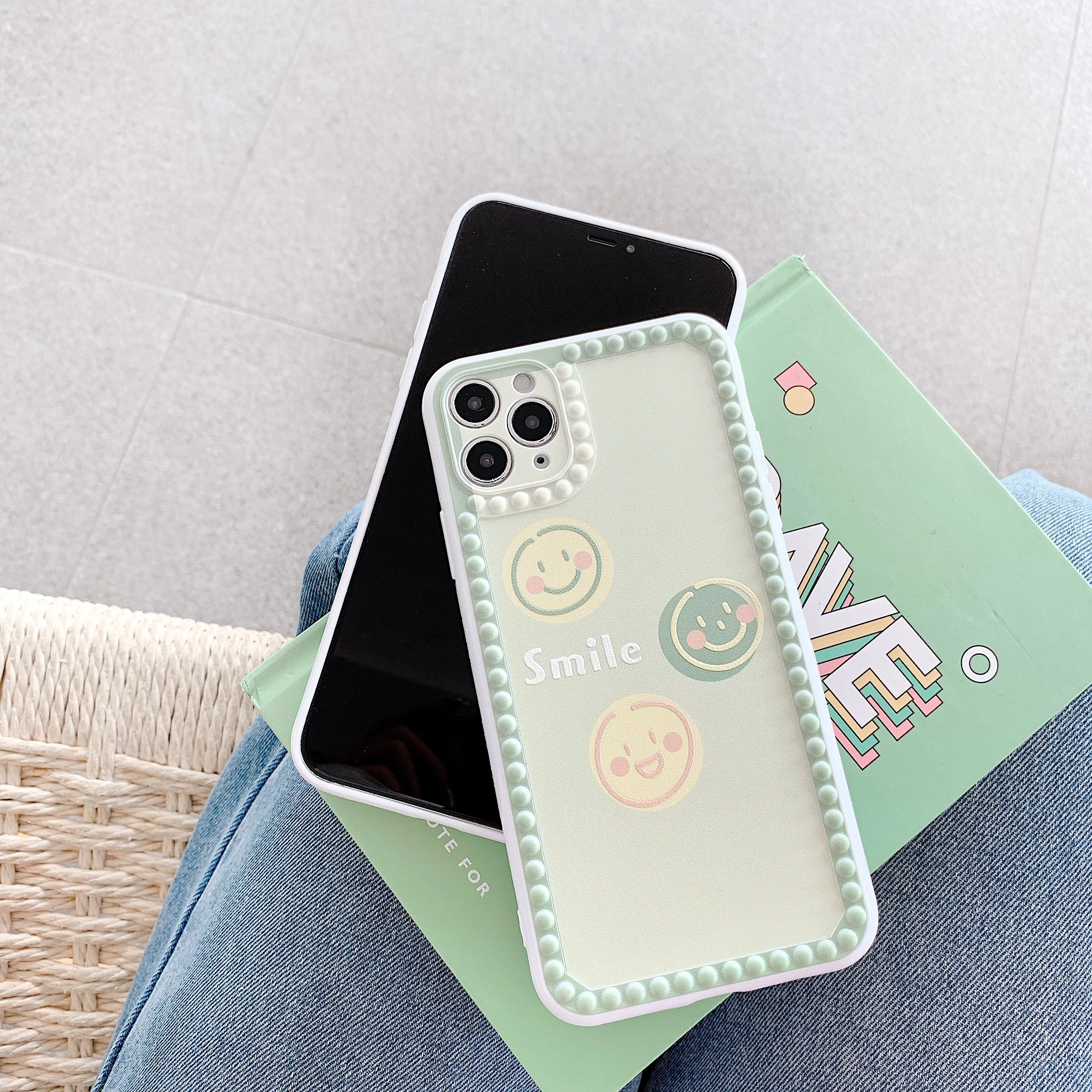 

Upgraded version of matcha smiley face is suitable for iphone11ProMax mobile phone case 7 / 8plus x xsmax xr protective cover