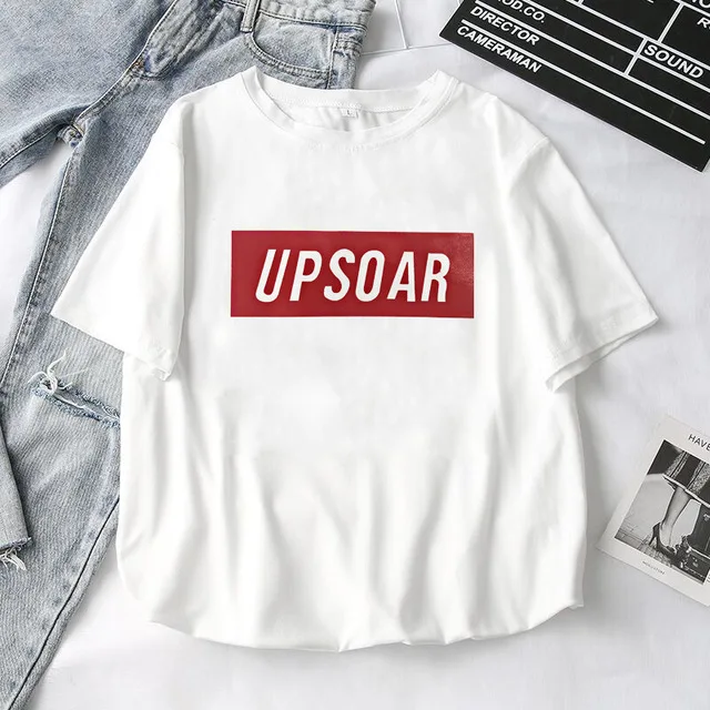 UPSOAR буквенный принт женский короткий рукав свободные повседневные топы футболка