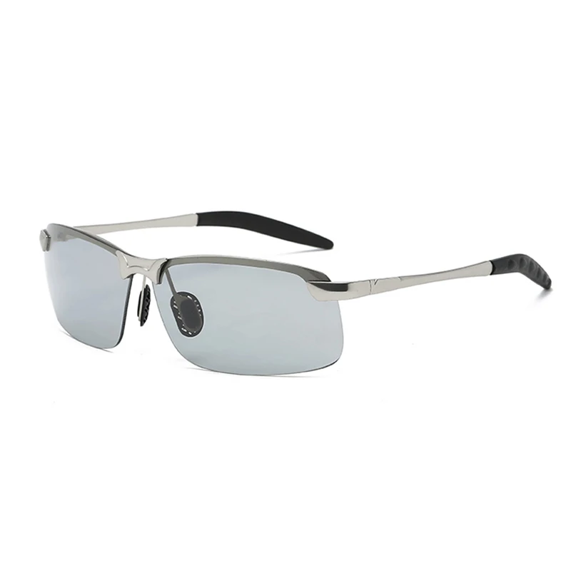 Солнцезащитные очки Мужские поляризационные прямоугольные полуочки без оправы