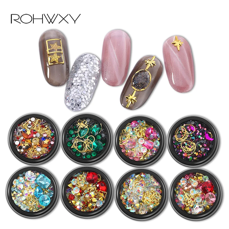 ROHWXY 3D украшения для ногтей, Стразы для ногтей, камень, украшения для ногтей, Стразы для ногтей, подвески для ногтей, кристаллы, ювелирные изделия, драгоценные камни, дизайн