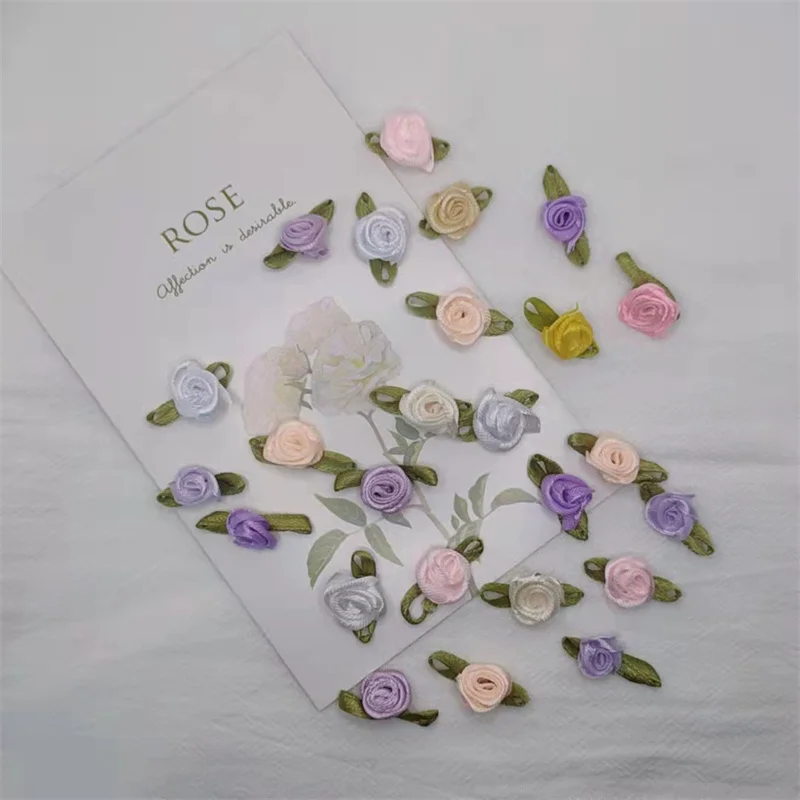 60 шт. искусственная атласная лента мини Шелковая Роза цветок романтическое
