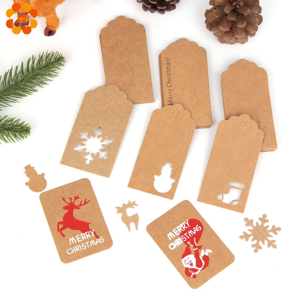 50 шт. многоцветные крафт бумажные бирки Merry кружевные украшения на Рождество