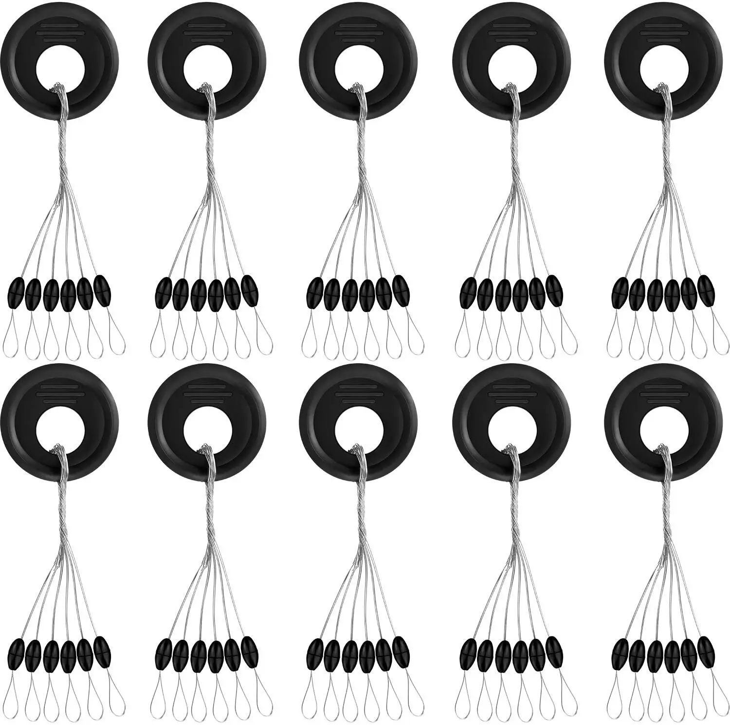 

600pcs Fishing Bobber Stopper Black Rubber Space Beans Oval Float Catfish Flotador Fishing Float Folat Line Stops