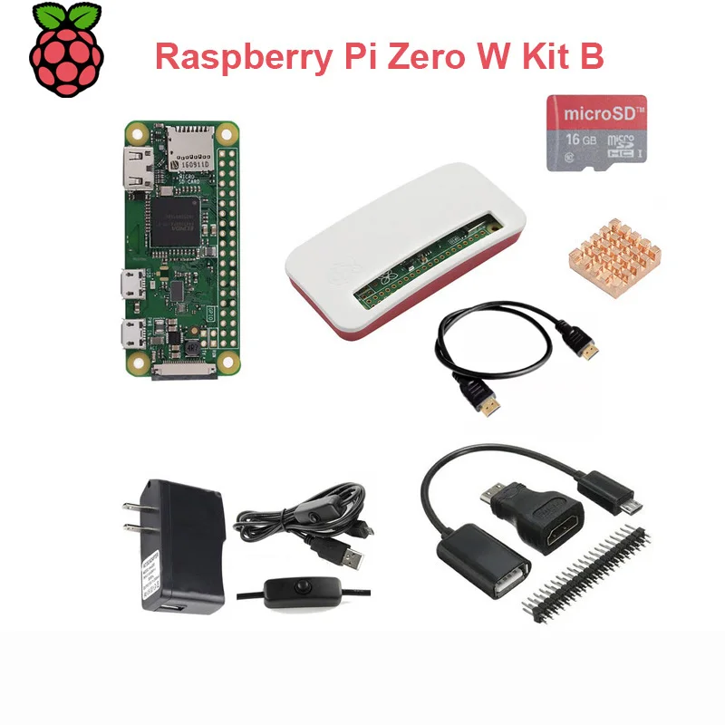 Raspberry Pi Zero W стартовый комплект + акриловый чехол блок питания 2A вкл/выкл USB карта