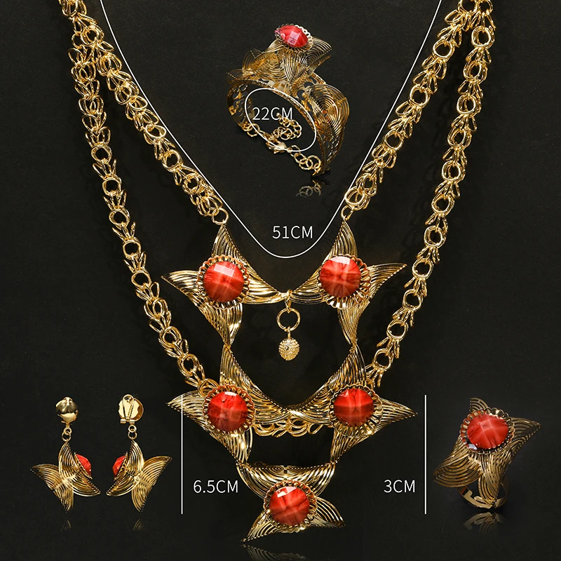 

Longqu Nigerian Woman Wedding jewelry set African Beads Jewelry Set Brand Dubai Gold Colorful Jewelry Sets Wholesale design