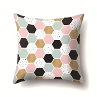geometric cushion cover wave point polyester pillowcase pink and golden for sofa couch bed decorative pillow covers home decor
