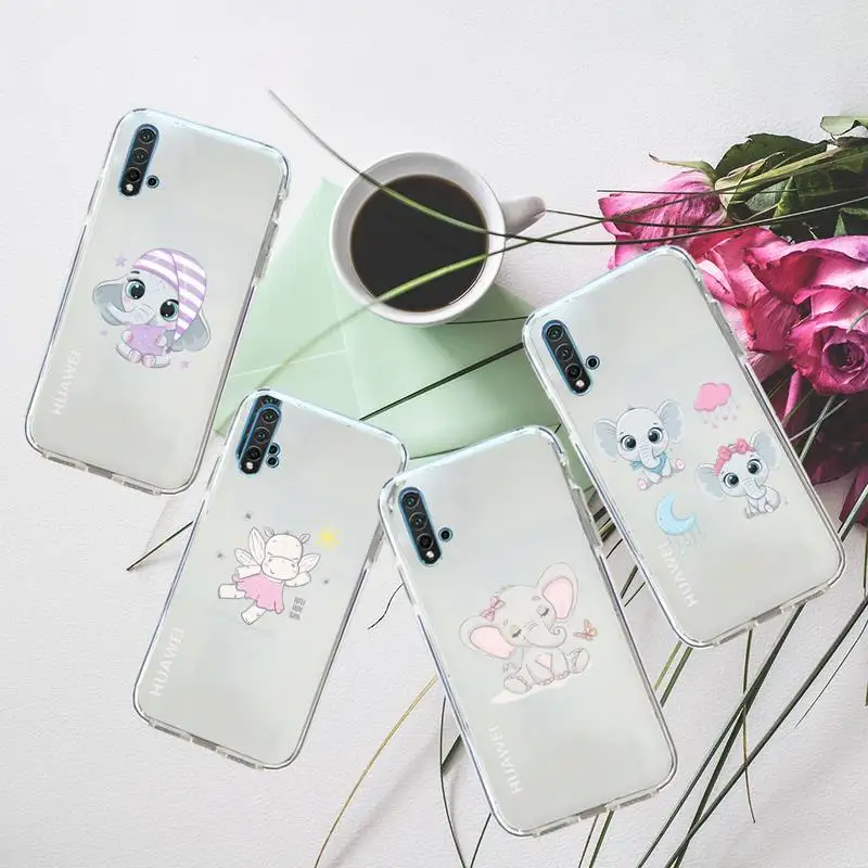 

hippo cartoon Elephant Cute Phone Case Transparent for Huawei honor P mate Y 20 30 40 10 8 5 6 7 9 i x c pro lite prime smart