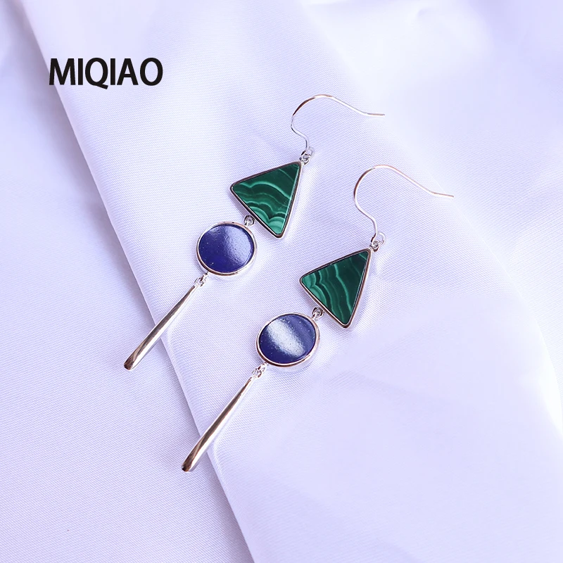 MIQIAO 2020 новые серебряные серьги на уши 925 Подвесные из натурального камня Малахит