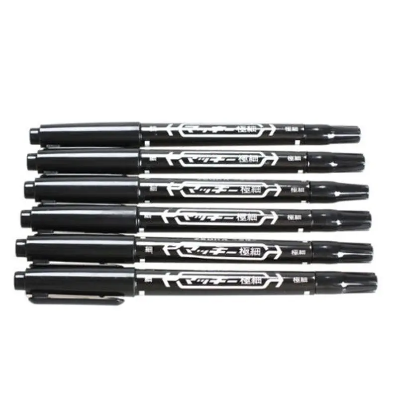 5Pcs Fine Dual Heads Marking Pen Marker Waterproofink Thin Nib Black Liner Art Drawing Stationery Office Supplies | Канцтовары для
