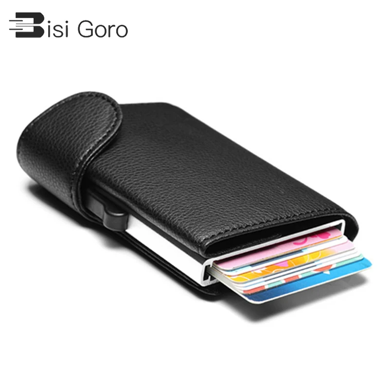 

BISI GORO 2021 New style Unisex Business Card Holder RFID Metal Wallet Antitheft Wallet Card Case Aluminium Credit Card Case