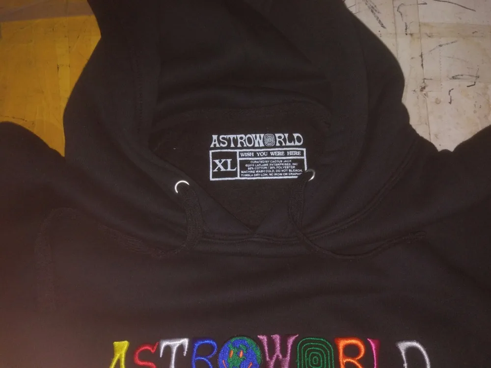 

Hip hop Travis Scotts ASTROWORLD Hoodies Man The Embroidery Letter Print Swag WISH YOU WERE HERE Hoodie Plus US Size S-XXL