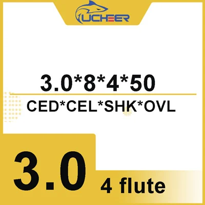 3.0d4D8l50L UCHEER Цена со скидкой; CNC инструменты HRC50 4 флейты 4/6 мм сплав с ЧПУ твердосплавные фрезерные пластины Вольфрам Сталь цилиндрическая фреза с твёрдосплавной пластиной - Длина режущей кромки: 3.0d4D8l50L