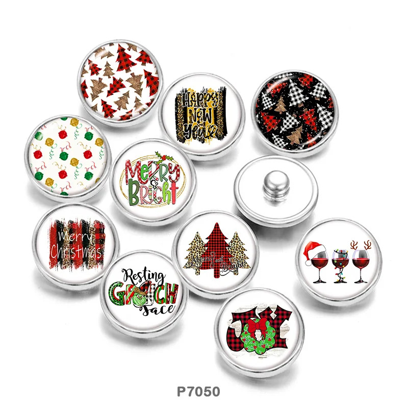

Christmas Glass Cabochons DIY Bracelet button jewelry glass Snap CP7050