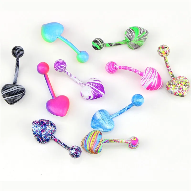 10 шт красочные сексуальные живота шпильки для пирсинга 8 мм сердце кнопка пупка