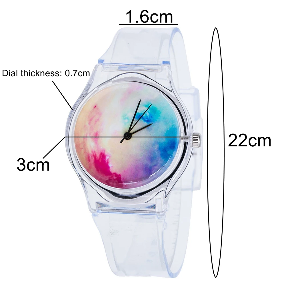 

Fashion Women Watches Silicone Round Dial Analog Quartz WristWatch Fruit Pattern Transparent Strap Unisex Silicone reloj hombre