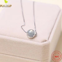 natural moonstone bead 100 925 sterling silver necklace for women circle simple necklaces pendants fashion chain fine jewelry