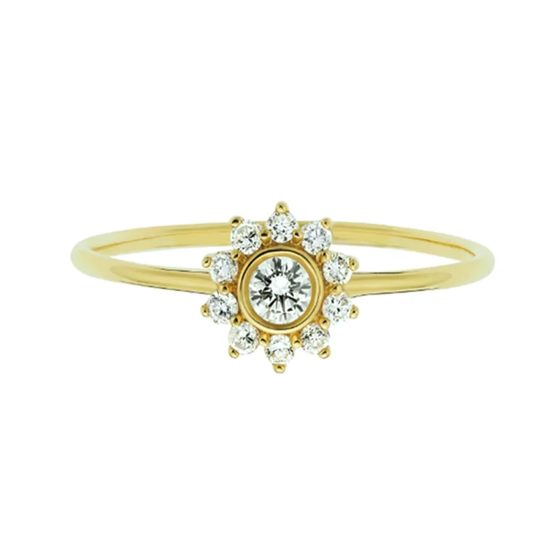 

Viny Crystals Sunflower Gold Ring 925 Sterling Silver Luxury Jewelry Rings For Women Wedding Anillos Bague Bijoux Party Gift