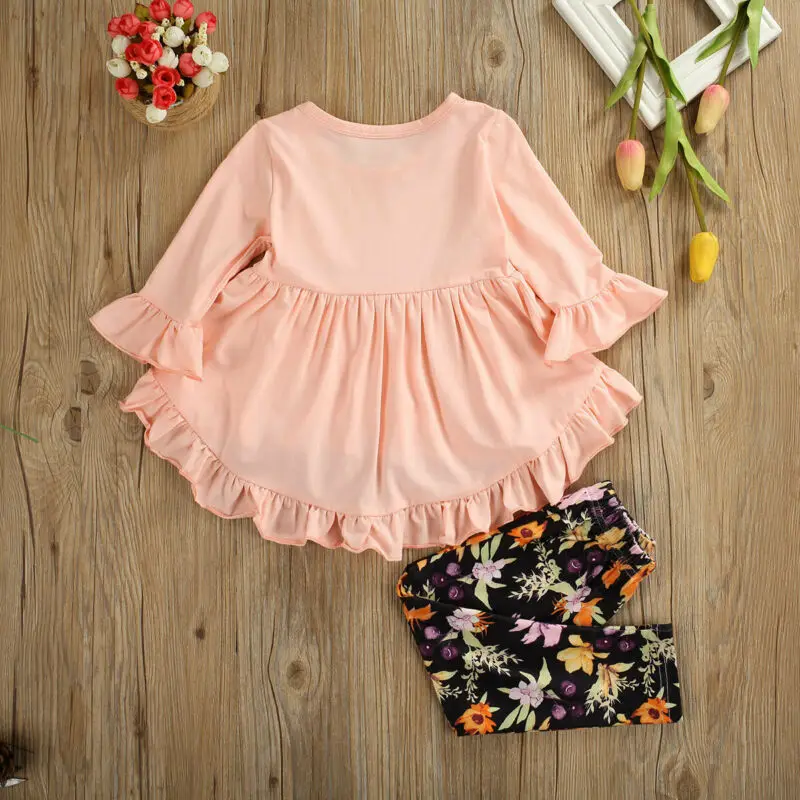 Новый брендовый Детский комплект платье для девочек топы брюки с принтом штаны