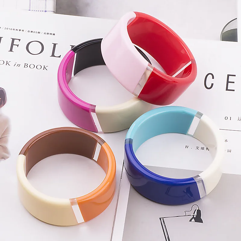 Новые модные сшивные полимерные акриловые браслеты для женщин широкая версия