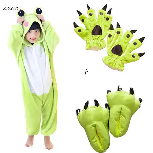 kid cos shoes gloves Для взрослых, женщин, мужчин, комбинезон, лягушка, карнавальный костюм, вечерние фланелевые флисовые пижамы на Хэллоуин, пижама для пары, зимняя теплая одежда для сна - Цвет: kid cos shoes gloves