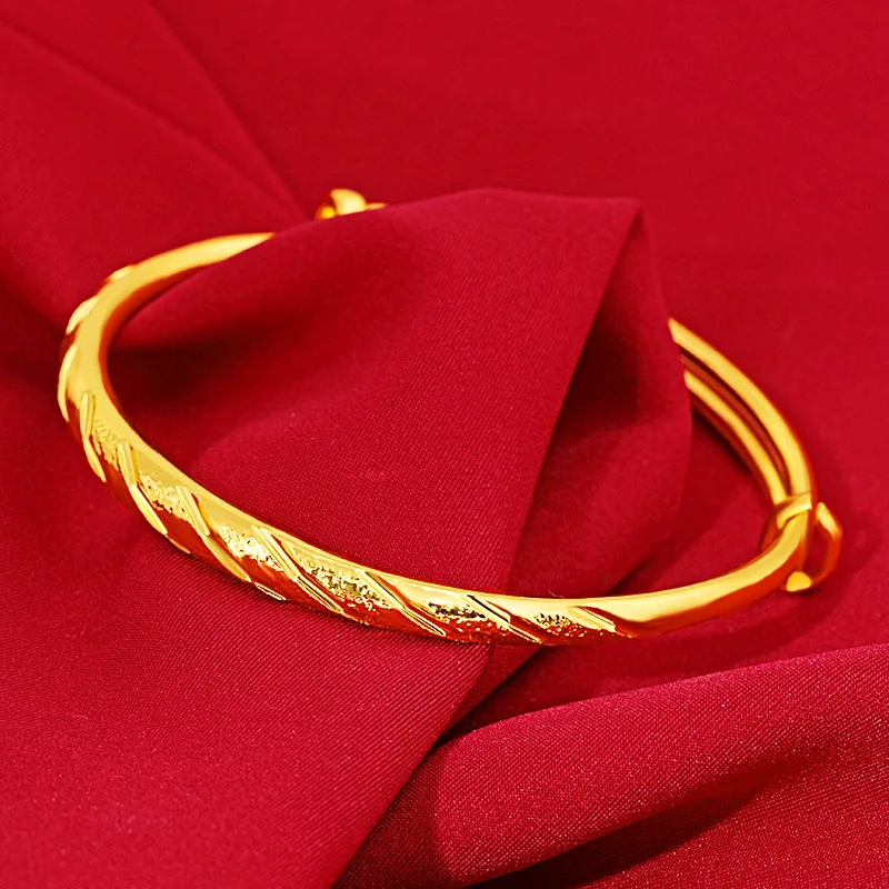 Not Fade forever real 14K Gold Bangles Jewelry Women Pulseira Feminina Bizuteria Wedding Gemstone 14 K Females | Украшения и