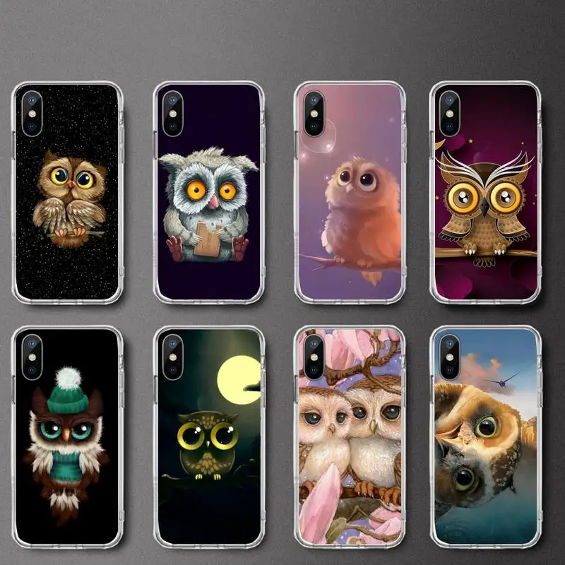 

Animal Owl cute cartoon Phone Case Transparent soft For iphone 12 11 13 7 8 6 s plus x xs xr pro max mini