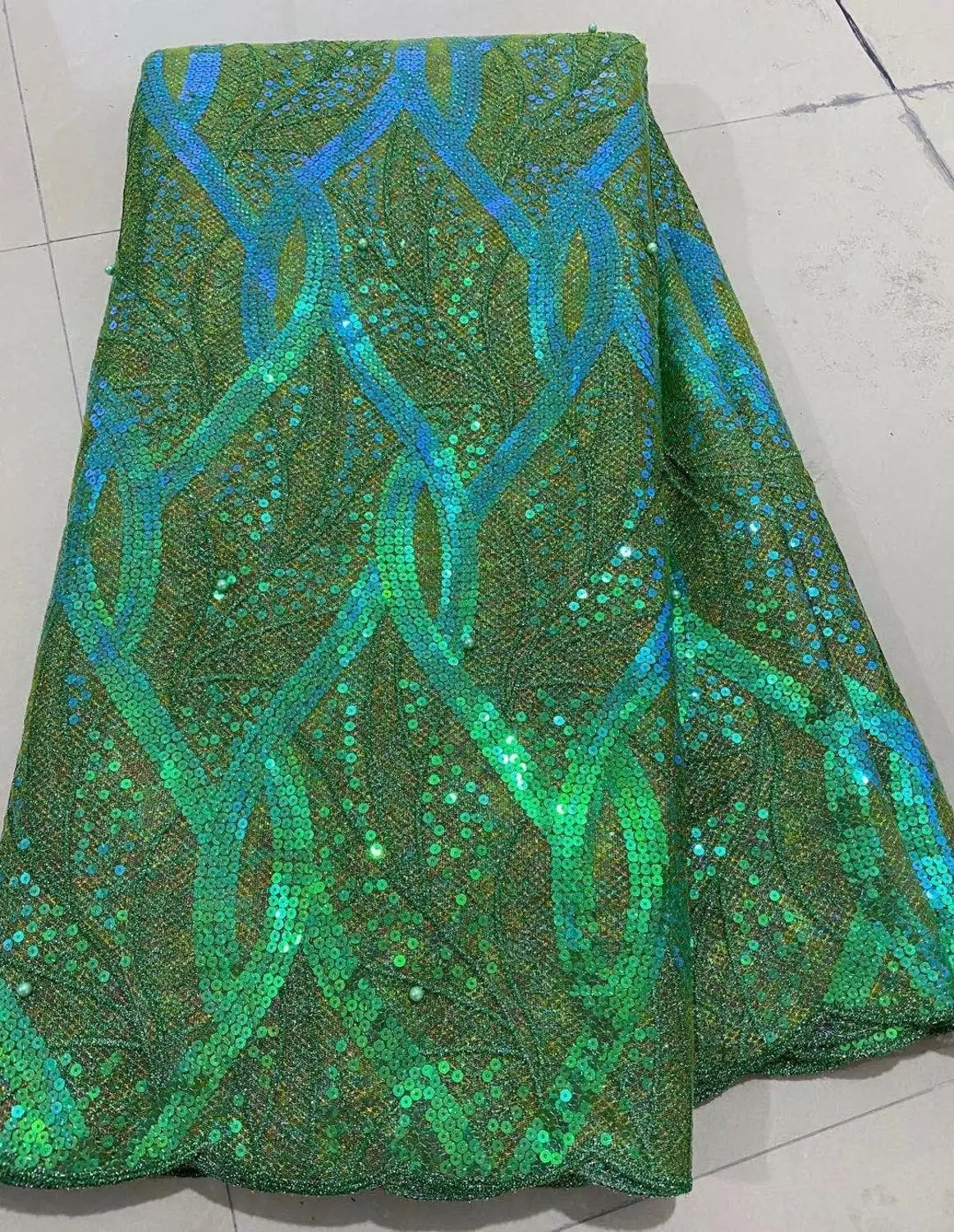 Зеленый Новый дизайн африканская кружевная ткань 2020 французская Тюлевая