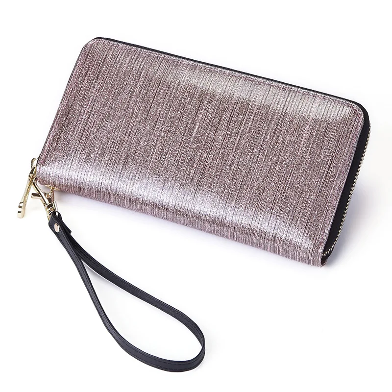 

women's wallet Genuine Leather Female Purses Ladies Long Purse Handle Clutch Wallets Brushed Phone Design Long Wristlet Clutch