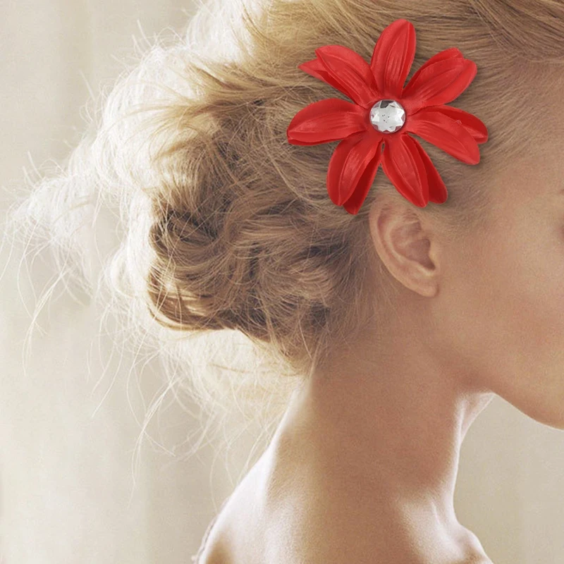 Заколка для волос с цветком лилии и стразами маленьких девочек-красный | Женская