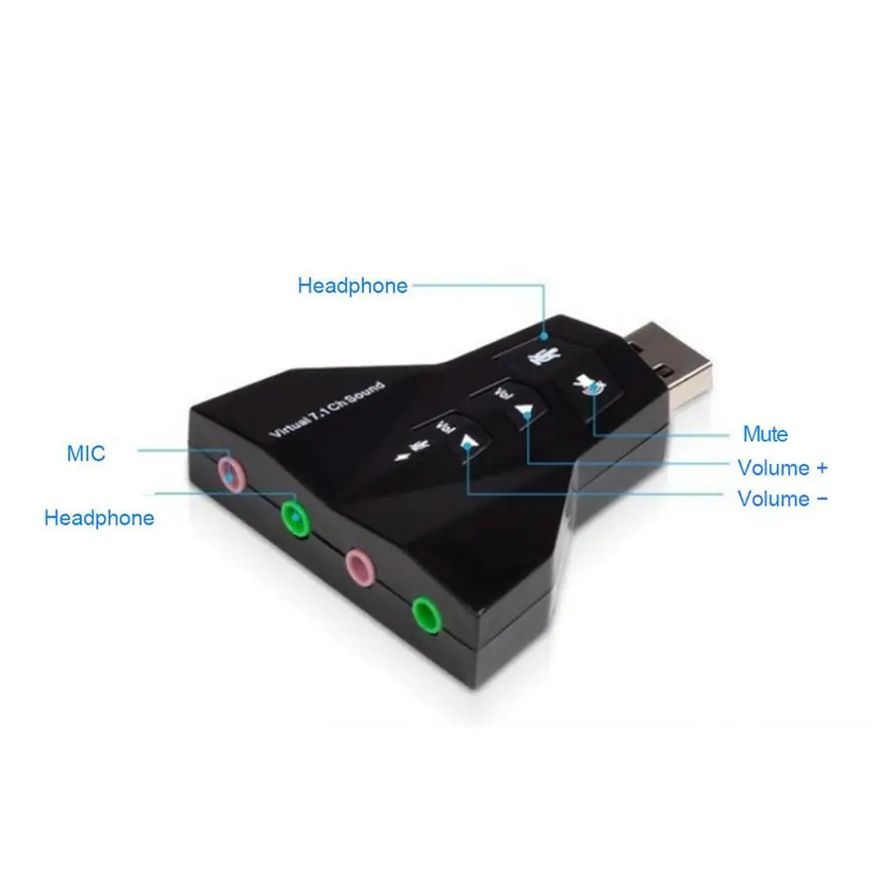 7 1 USB звуковая карта Внешний аудио двойной адаптер к разъему 3 5 мм наушники Micphone