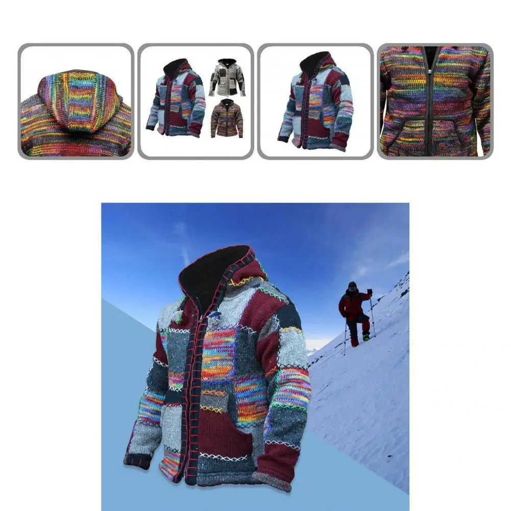 Кардиган Свитер простой кардиган с капюшоном мужской приятный для кожи вязаный |