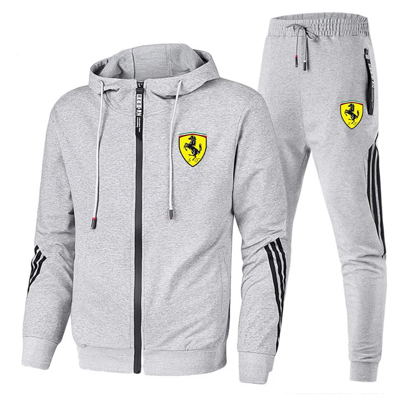 

High quality zipper Hoodie + pants two piece casual sportswear men's sportswear gym brand sportswear