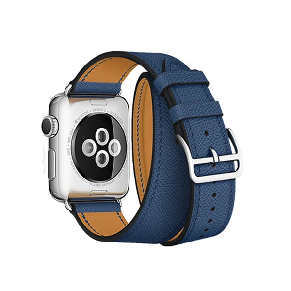 Midnight Blue Для Apple Watch Series 5 4 3 2 1 44/40/42/38 мм подолом логотип на застежка из кожи Swift двойной один за туром ремешок для наручных часов iWatch - Цвет ремешка: Midnight Blue