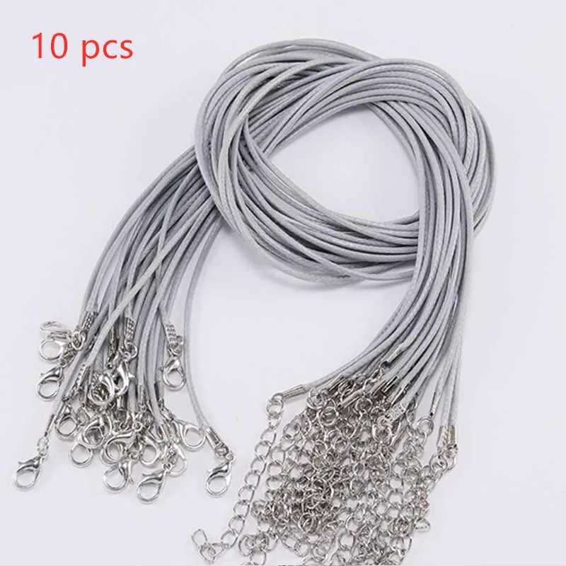B-Gray 50/20/10/5 шт./лот ; кожаные сапоги на вощеном шнуре из шнур Цепочки и ожерелья цепи DIY строка ремень Каната Омара застежка кожаная Ювелирная цепочка - Цвет: B-Gray