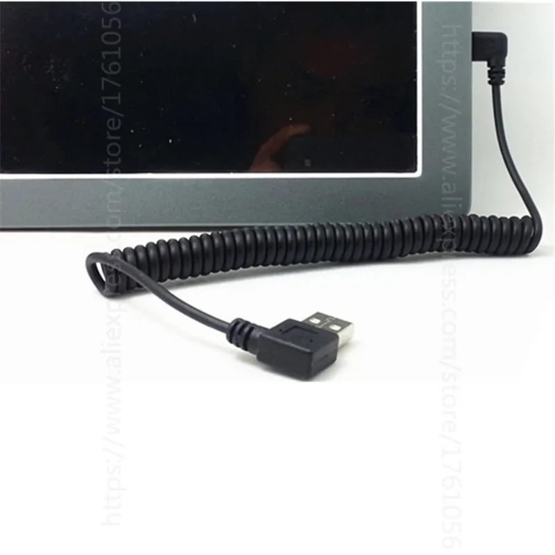 Пружинный Кабель USB 2 0 Type A с прямоугольным штекером на Mini 90 градусов для зарядки и