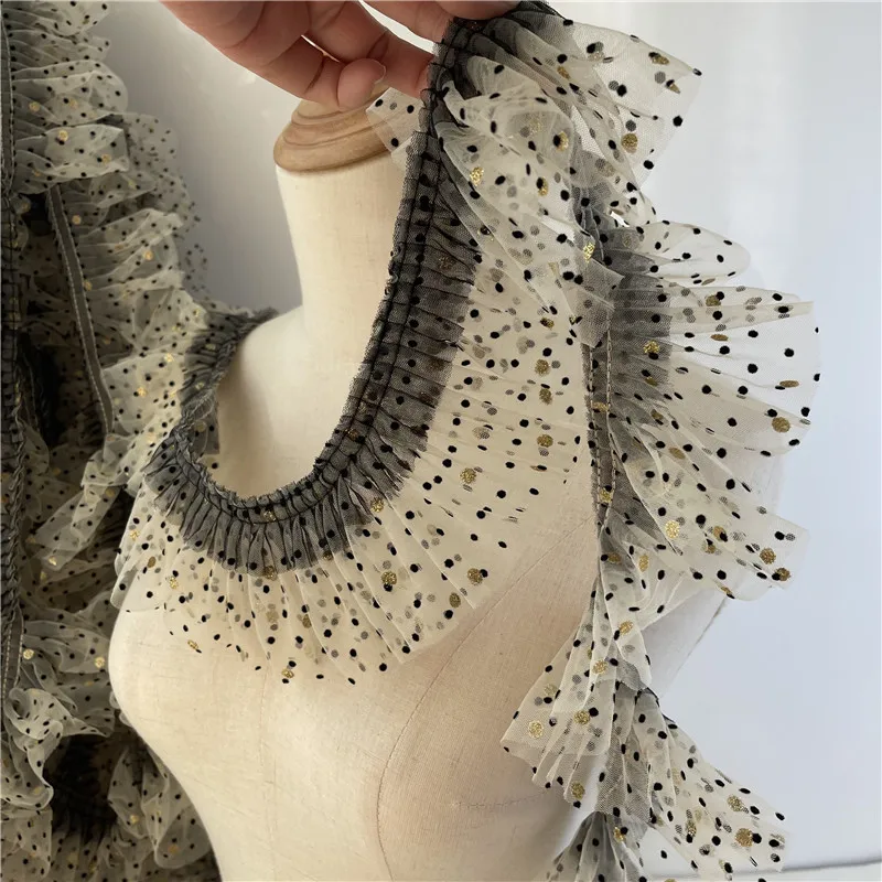 2 метра/упаковка 8 см бежевая сетка черный край черная ткань кружевная отделка в