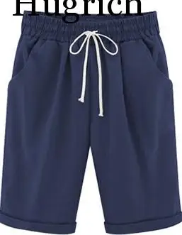 

Oversized Women Summer Cotton Linen Shorts Casual Ladies Drawstring Elastic Loose Short Trousers Plus Size