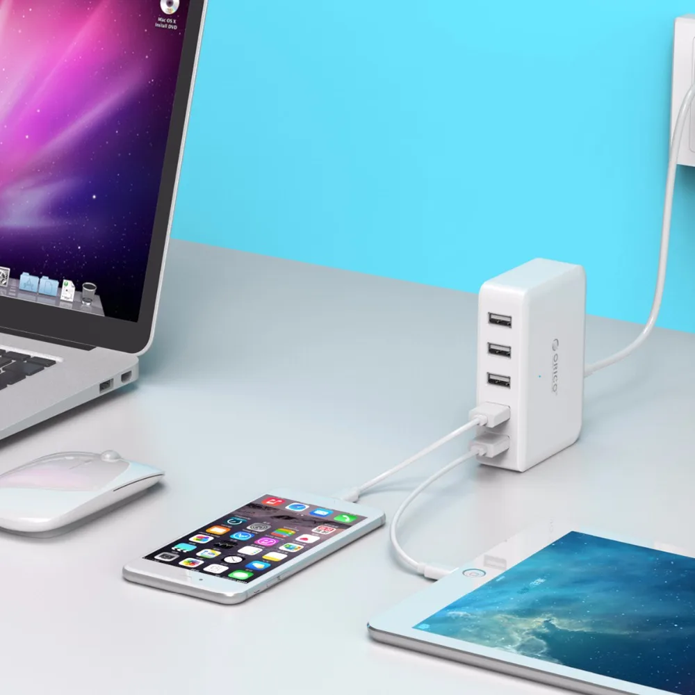 ORICO USB зарядное устройство 8A 40 вт универсальное 5 портов зарядное устройство EU US UK AU штекер Адаптер для мобильного телефона для iPhone 8 samsung s9 Xiaomi Galaxy S7