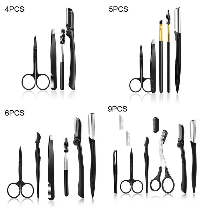 

Steel Folding Eyebrow Knife Beginner Eyebrow Scissor Clip Eyebrow Eyelash With Comb Brush And W3W3