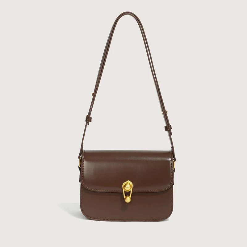 

New Premium Brown Bag Women's Fashion Niche Light Luxury One Shoulder Oblique Cross Tofu Underarm Bag