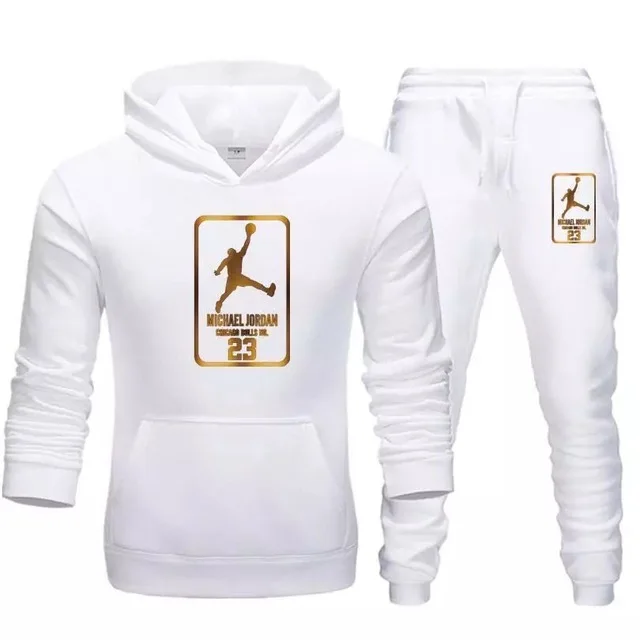 

White black men and women hoodie suit fashion 2020 autumn brand casual men's suit sports two piece patchwork hoodie pants men an