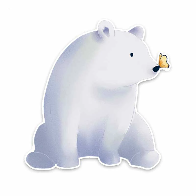 

Cartoon Polar Bear and Beautiful Butterfly Car Sticker PVC Decal Decoration ZWW-2683, 14.5cm * 14cm