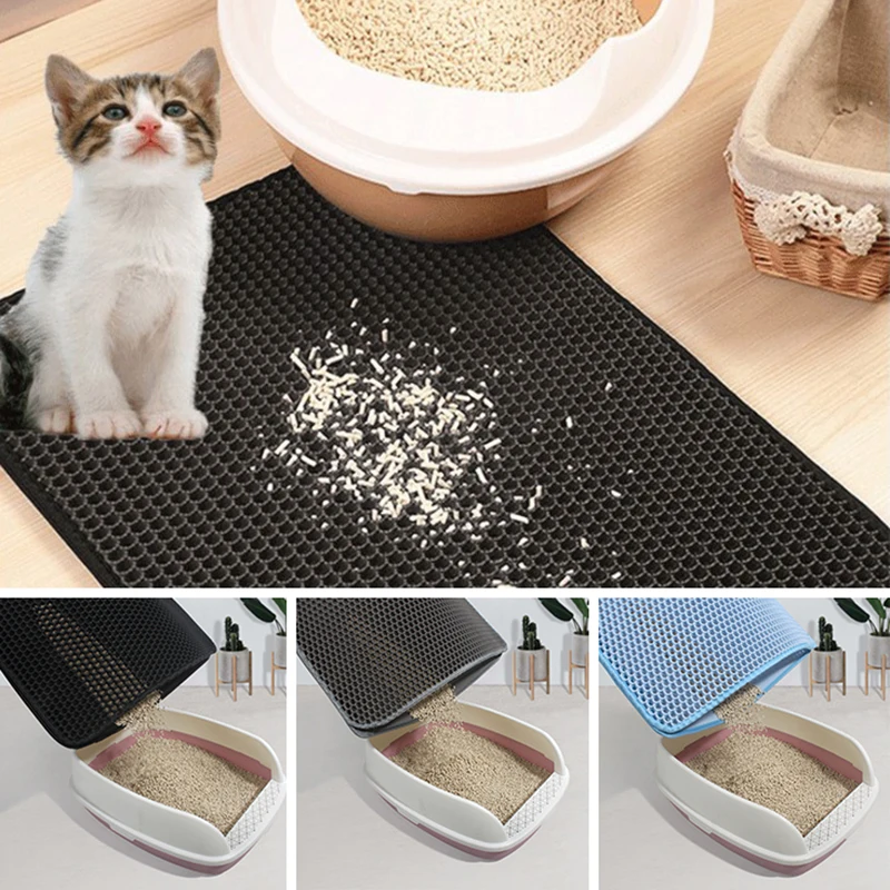 

Multicolor Pet Pad Cat Sand Mat Universal Waterproof Non-slip Practical Double-Layer Litter Trapper Washable Cat Litter Mat
